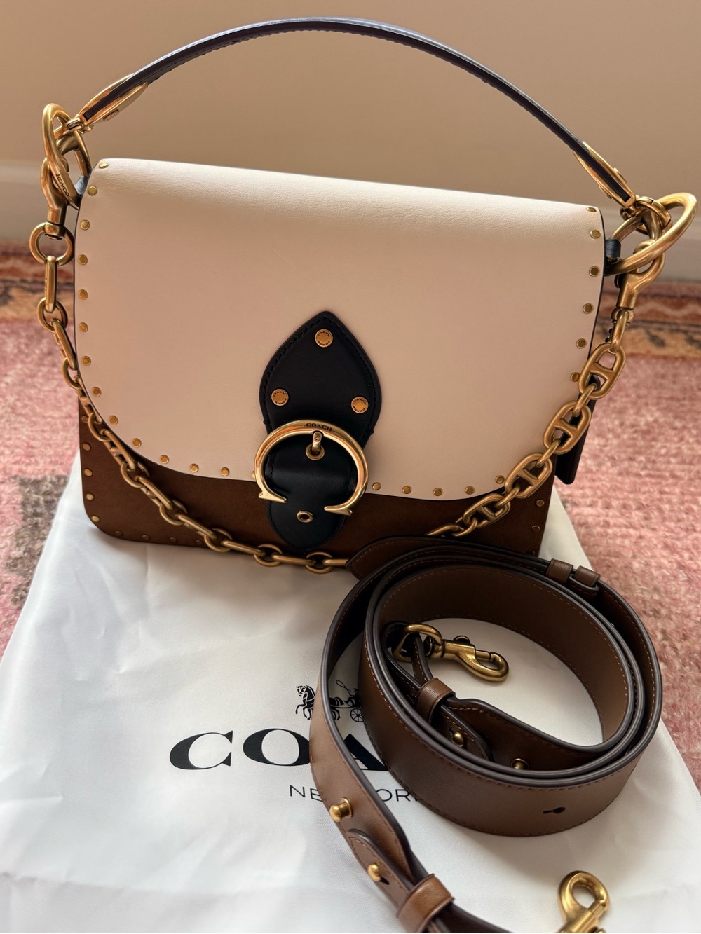 Coach - Beat Shoulder Bag In Colorblock With Rivets
